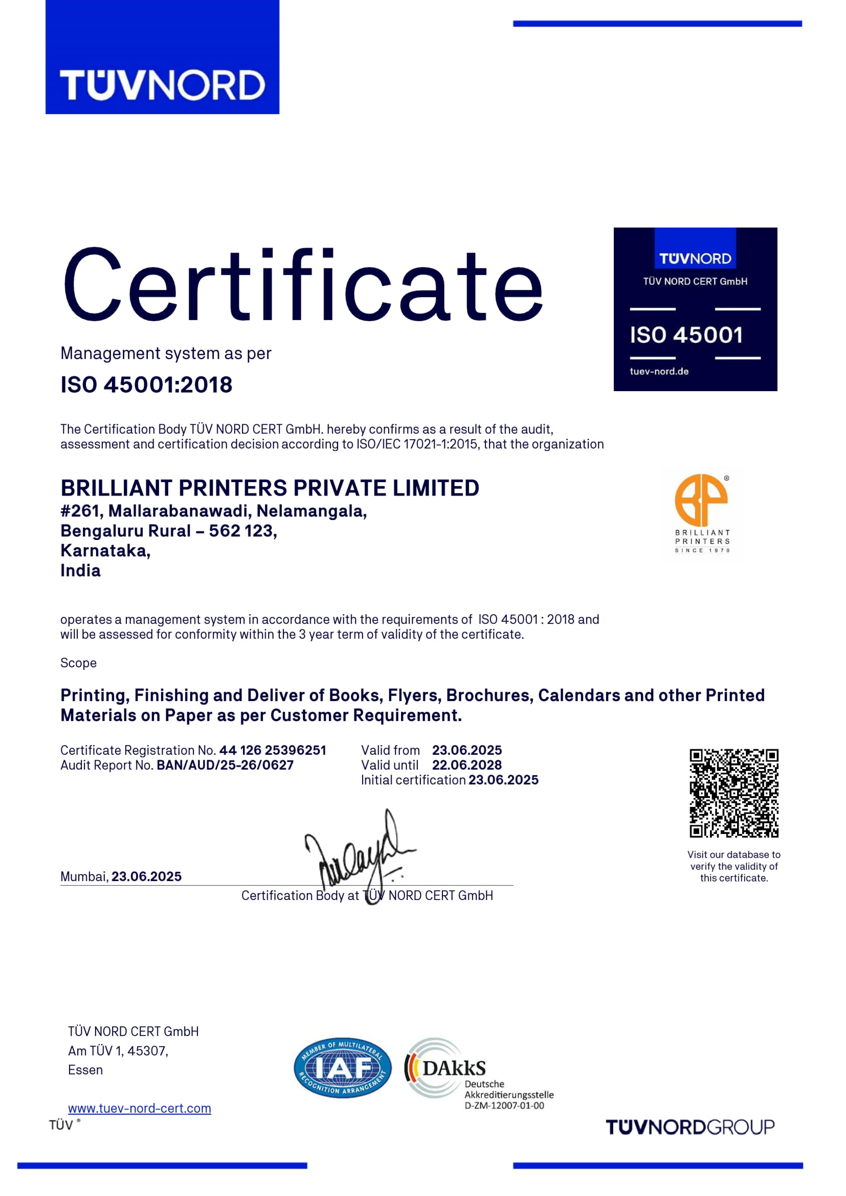 ISO 45001 Certificate
