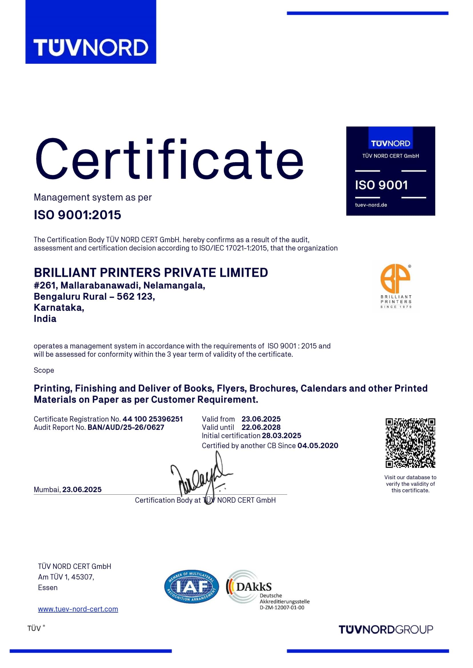 ISO 9001 Certificate